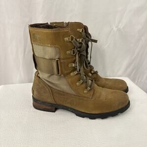 Sorel Boots Womens Size 8.5 Emelie Conquest Brown Waterproof Casual Zip Up